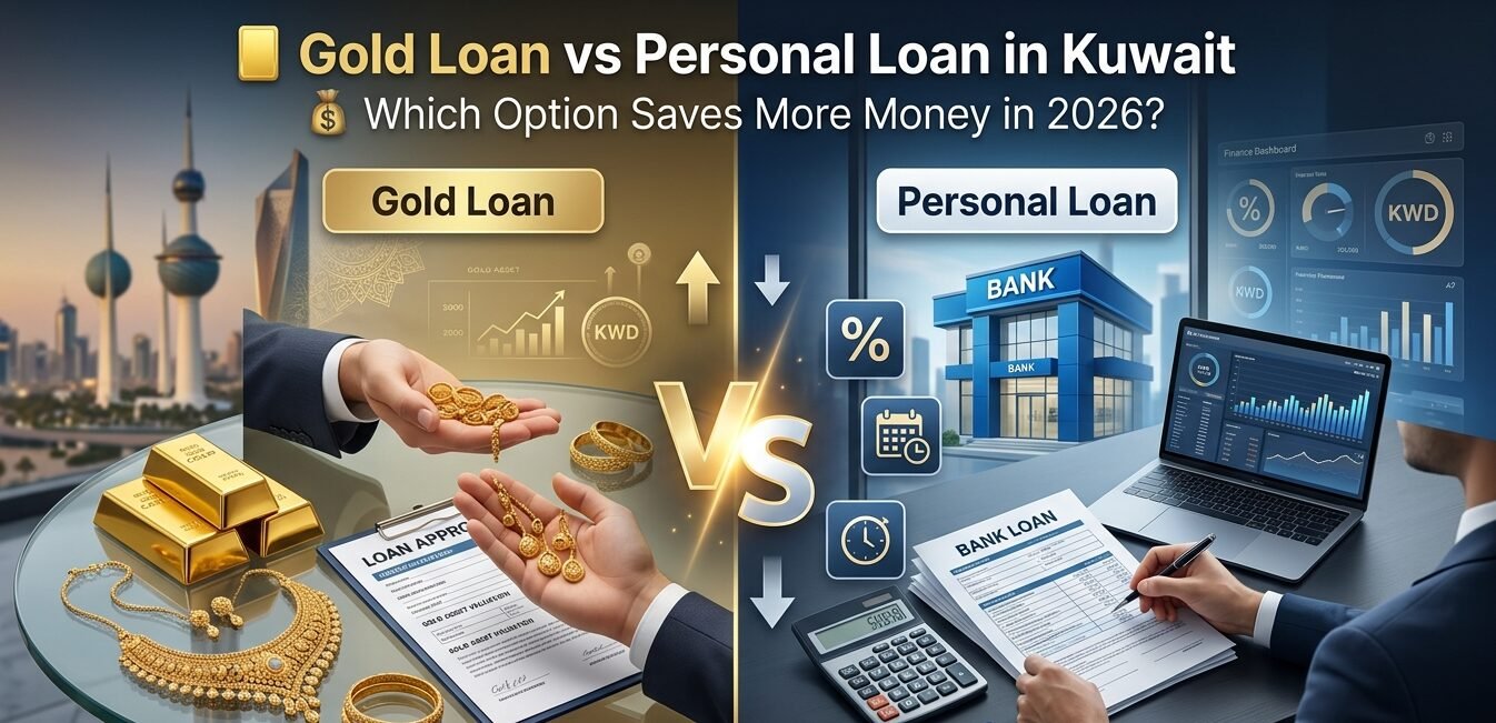 Gold loan vs personal loan in Kuwait comparing interest rates, approval process, and repayment costs